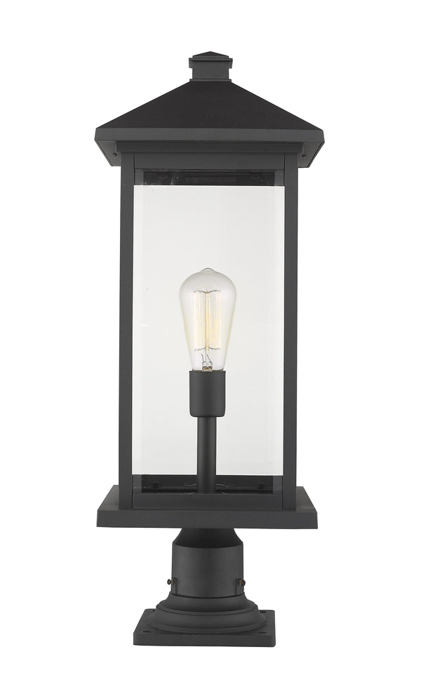 Portland 1 Light Outdoor Pier Mounted Fixture in Black Finish