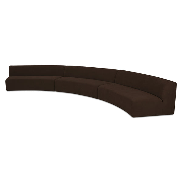 Naomi 3 Piece Concave Modular Sectional in Dark Brown