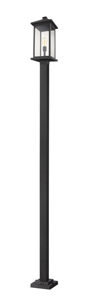 Portland 1 Light Outdoor Post Mounted Fixture in Black Finish