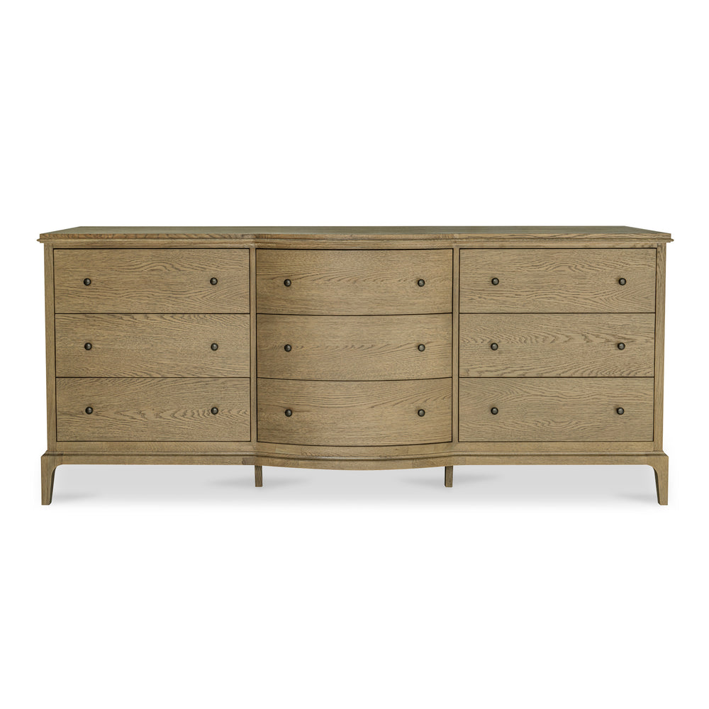 Sadie 9 Drawer Dresser in Brown Oak Finish