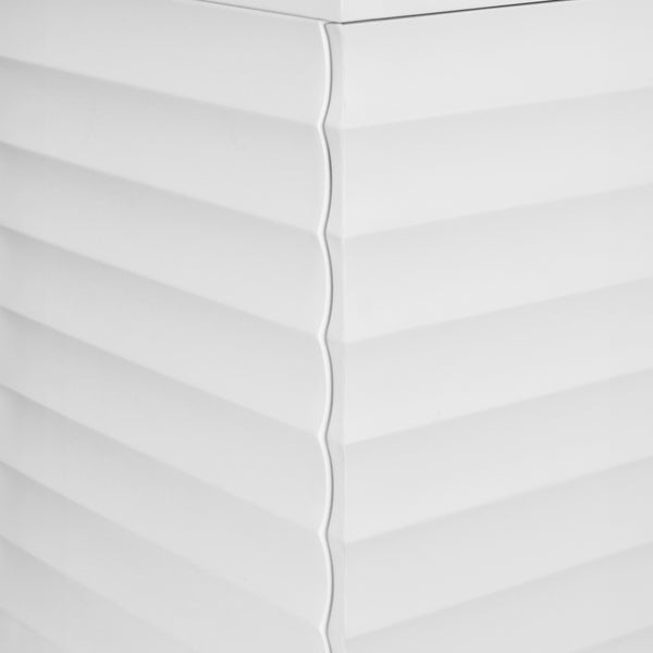FOUR DOOR BUFFET WITH HORIZONTAL FLUTED DETAIL IN MATTE WHITE LACQUER