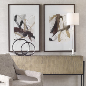 Burgundy Interjection Abstract Prints, Set/2