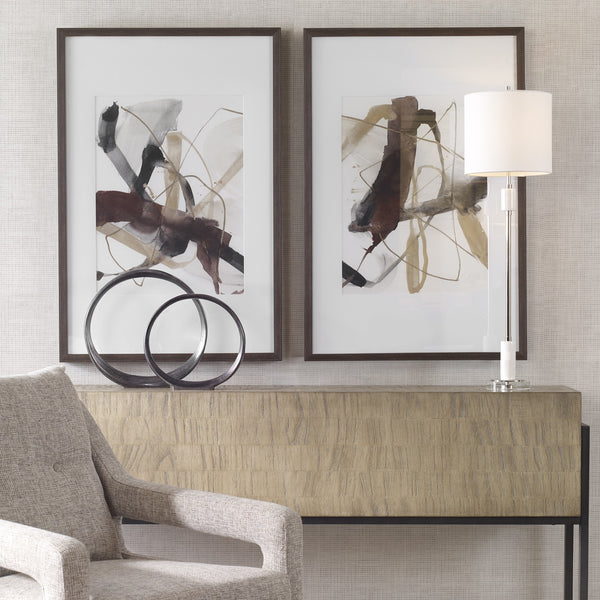 Burgundy Interjection Abstract Prints, Set/2