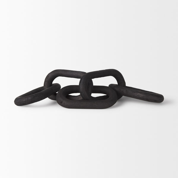 Alix 29.0L x 5.0W x 5.0H Black Wood Link Chain Decorative Object