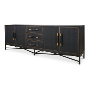 Moe's Mako Sideboard Large Black with Gold Detailing