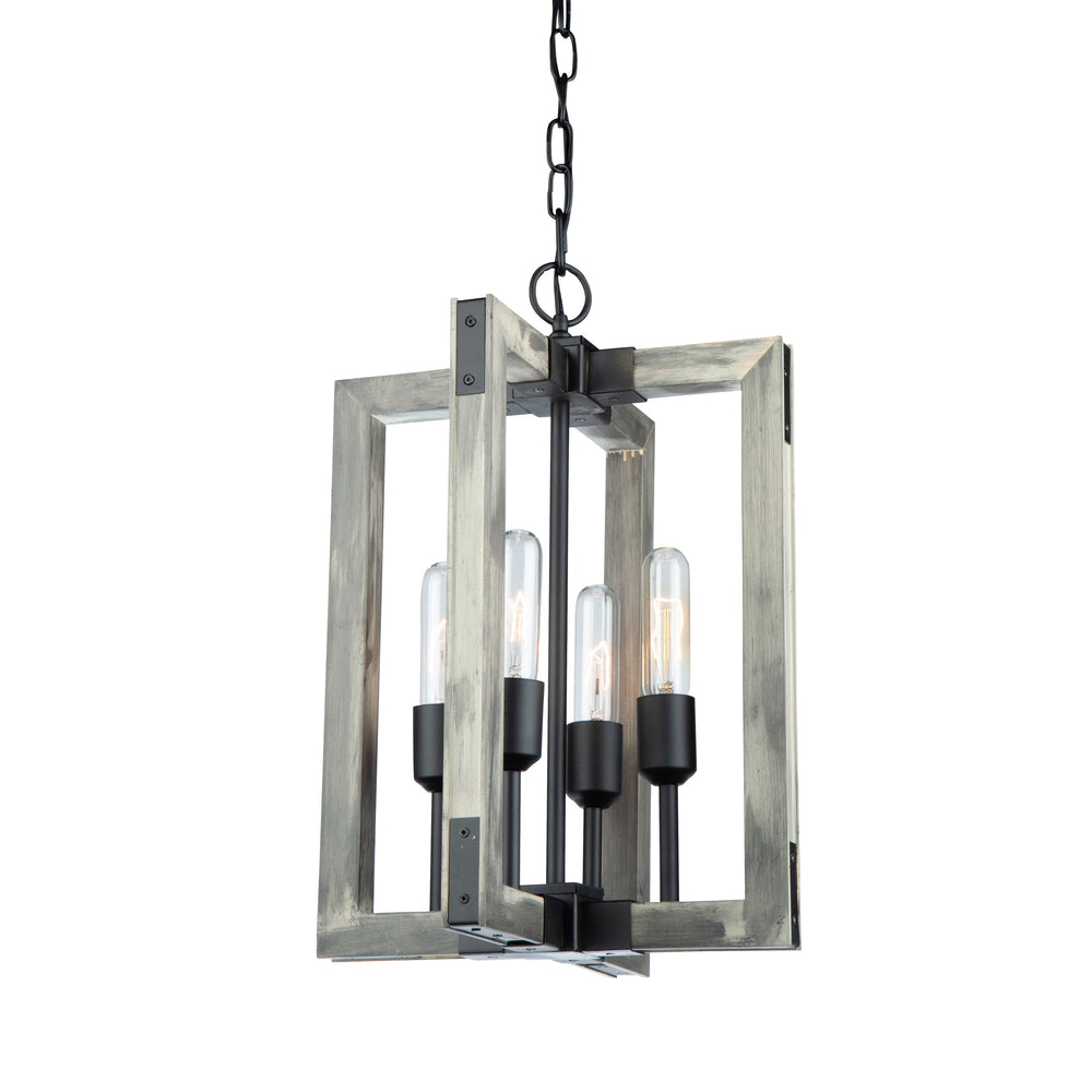 Gatehouse 4 Light Chandelier (Beach Wood & Black) in Beach Wood & Black