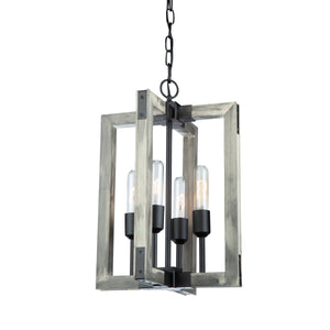 Gatehouse 4 Light Chandelier (Beach Wood & Black) in Beach Wood & Black