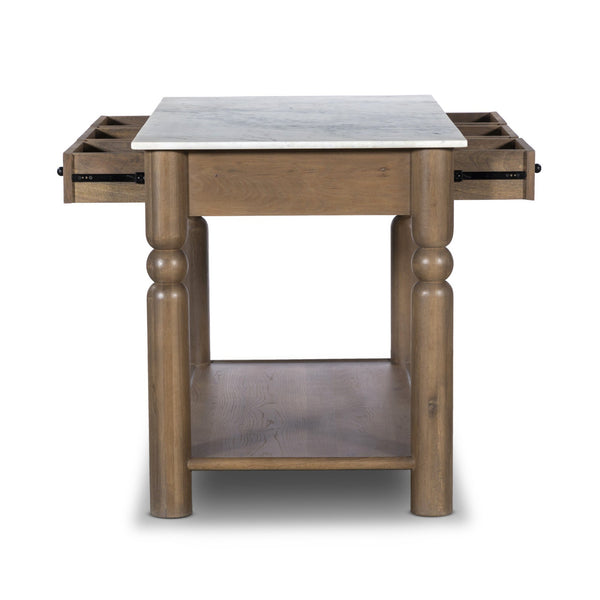 Dothan Kitchen Island - White Marble