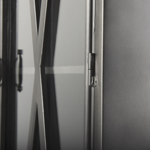 Poppy II 73.8" H Black Metal With Glass Door Display Cabinet