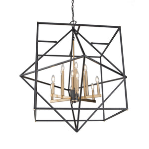 Roxton AC11202 Chandelier in Matte Black & Harvest Brass