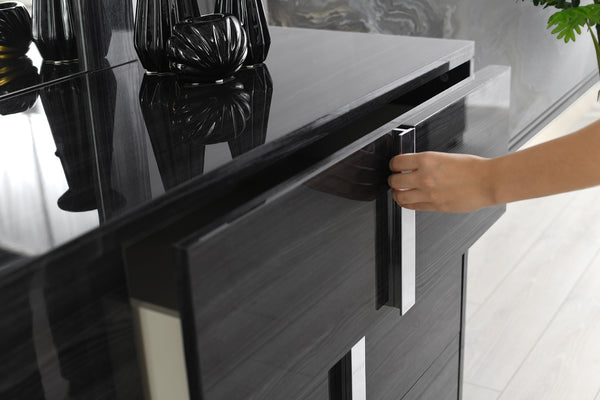 Giulia Night Stand Right Facing in Glossy Gray