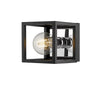 Kube 1 Light Wall Sconce in Matte Black + Chrome Finish