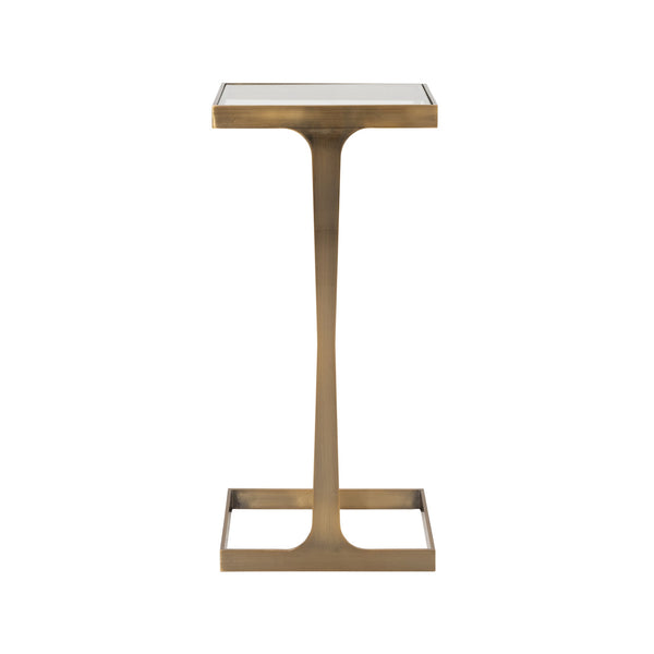GLASS TOP SQUARE CIGAR TABLE IN ANTIQUE BRASS