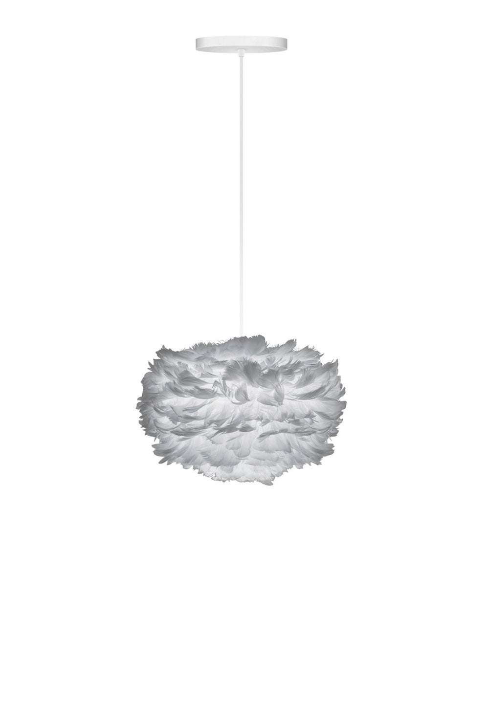 Eos Mini Hardwired Pendant in Grey with White Cord