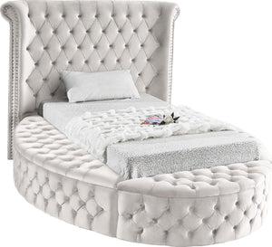 Lorena Twin Bed In Cream Velvet