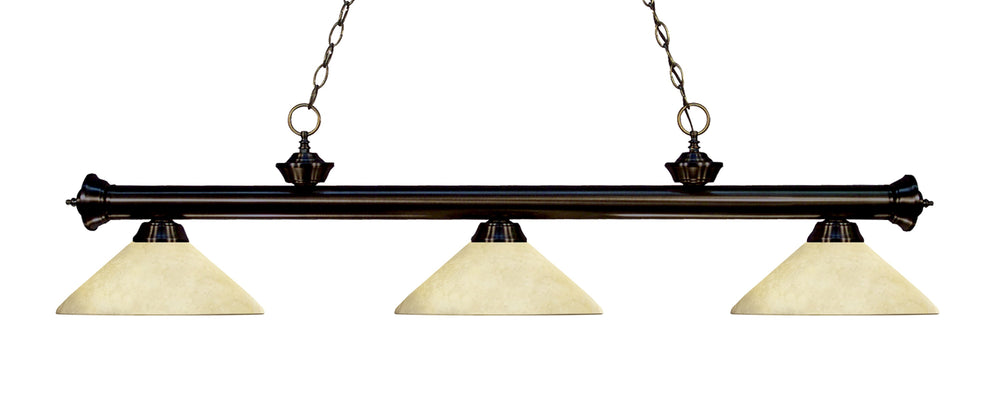 Riviera 3 Light Billiard Light in Bronze Finish