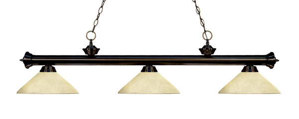 Riviera 3 Light Billiard Light in Bronze Finish