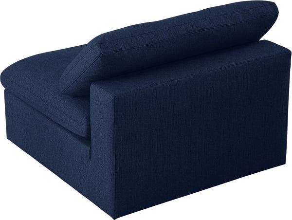 Carmen Cloud Armless Chair In Navy Linen Fabric