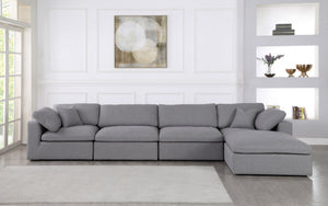 Carmen Cloud Modular Sectional In Grey Linen Fabric