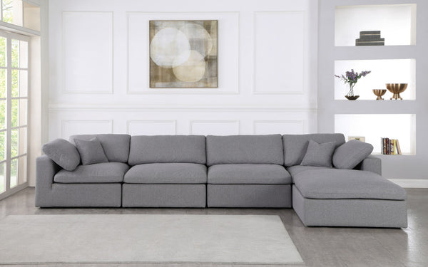 Carmen Cloud Modular Sectional In Grey Linen Fabric