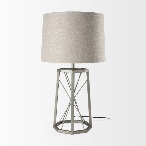 Raen (28.5"H) Gray Metal Octagonal Base w/Beige Shade Table Lamp