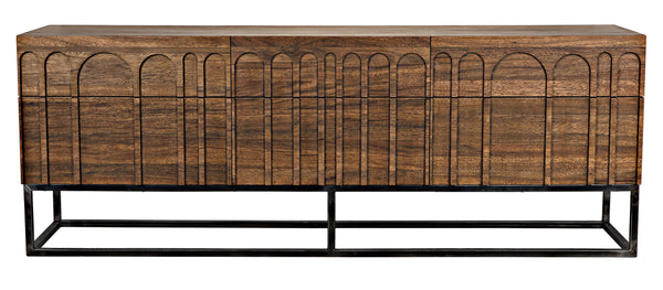 Casanova Sideboard in Dark Walnut with Industrial Steel Accents