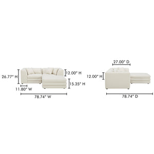 Moe's Lowtide Nook Modular Sectional in Warm White