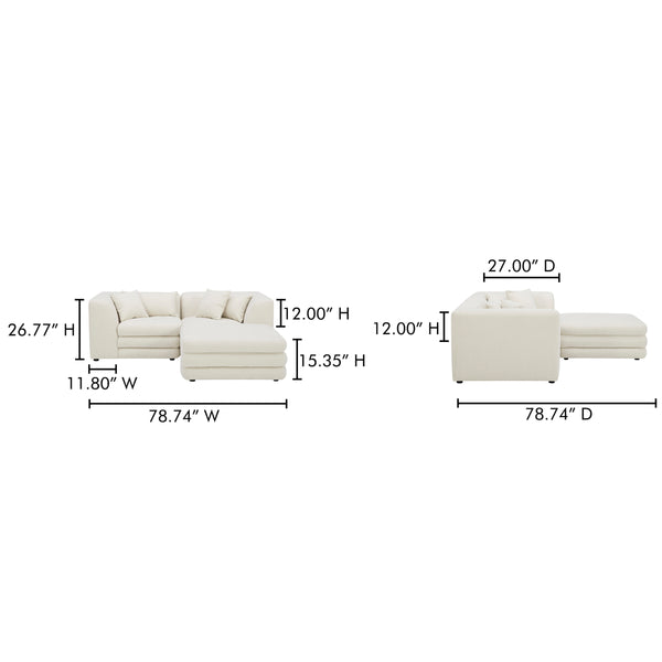 Moe's Lowtide Nook Modular Sectional in Warm White