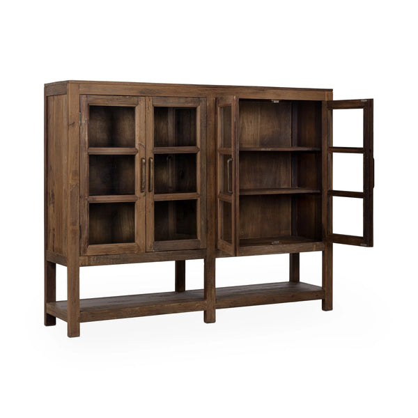 Kharga Reclaimed Wood Cabinet with Glass Doors
