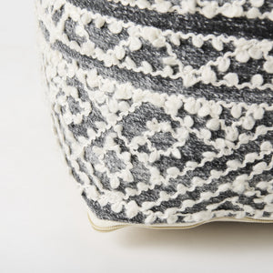 Farida  16.0L x 16.0W x 16.0H Dark Gray Wool and Polyester Patterned Pouf