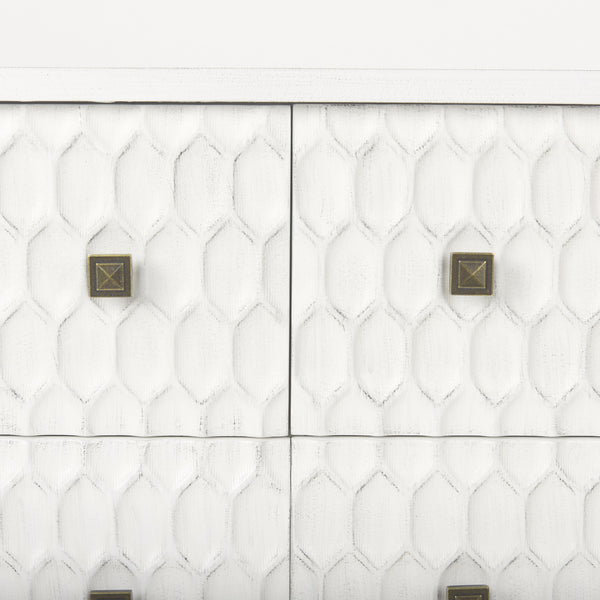 Savannah White Fir Veneer w/ Gold Metal Accents 6-Drawer Sideboard