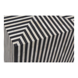 Terning Side Table in Black and White Camel Bone