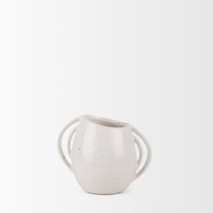 Urvi Short Off White Speckled Asymmetrical Ceramic Vase