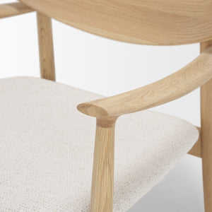 Haggen Light Brown Oak Wood w/ Cream Fabric Accent Chair