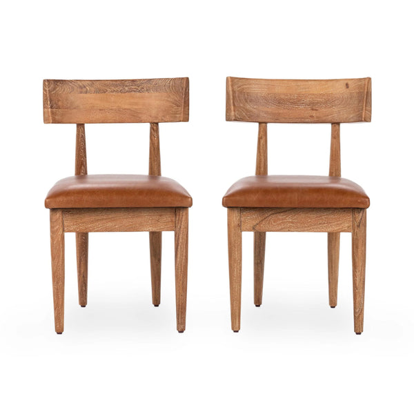 Alvaro Leather Dining Chair Set of 2 - Golden Wheat