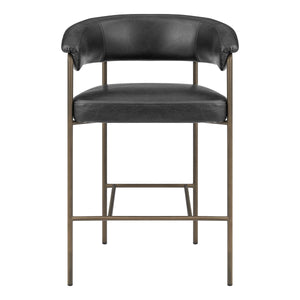Kaiden KD Faux Leather Counter Stool, Cano Black 