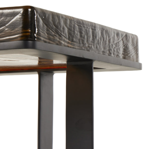 Giselle End Table In Amber Cast Glass
