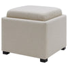 Cameron Square Fabric Storage Ottoman w/ tray In Cardiff Cream