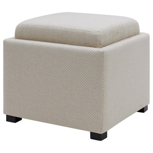Cameron Square Fabric Storage Ottoman w/ tray In Cardiff Cream