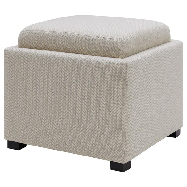 Cameron Square Fabric Storage Ottoman w/ tray In Cardiff Cream