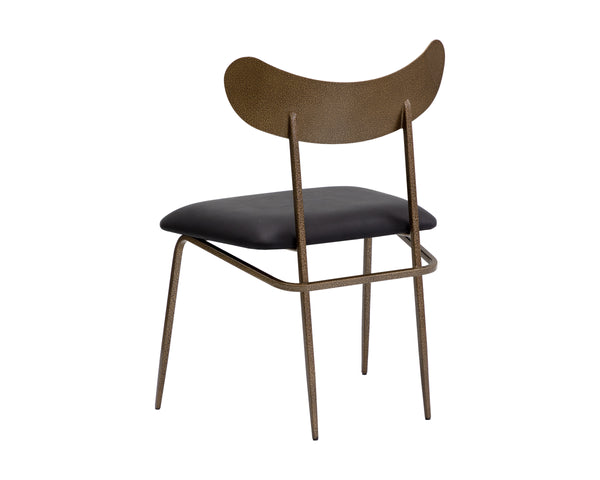 GIBBONS DINING CHAIR - ANTIQUE BRASS - CHARCOAL BLACK LEATHER