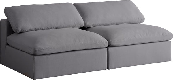 Carmen Cloud Modular Armless Sofa In Grey Linen Fabric