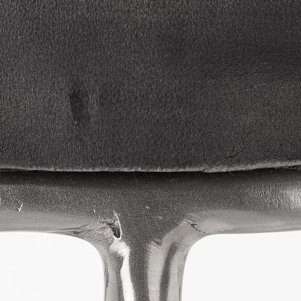  Henry Round Leather Bar Stool, Charcoal