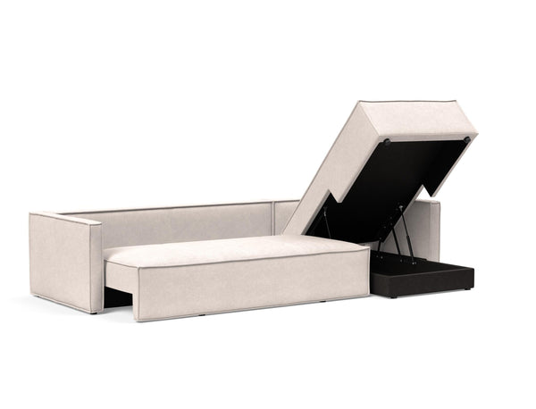 NEWILLA SOFA BED W/LOUNGER 57"X118", W/SLIM ARM RESTS