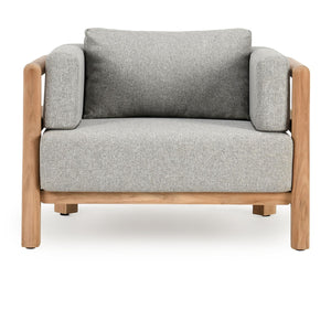 Aston Outdoor Accent Chair with Teak & Olefin - Natural/Gray