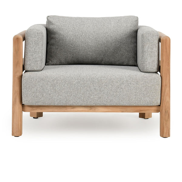 Aston Outdoor Accent Chair with Teak & Olefin - Natural/Gray