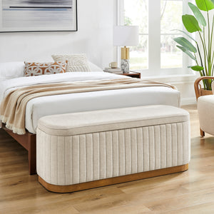 Clinton Chenille Storage Bench, Seneca Beige 