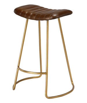 Theo Leather Counter Stool, Brown