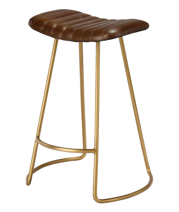 Theo Leather Counter Stool, Brown
