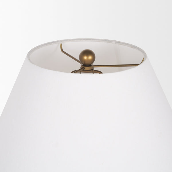 Sadiyah Antiqued Gold Brushed Metal w/ Cream Shade Table Lamp